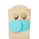 Sky Blue Glitter Leather Glitter Drop Earrings 