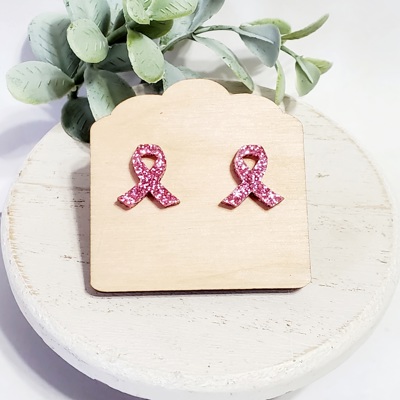 Cancer Awareness Pink Glitter Studs