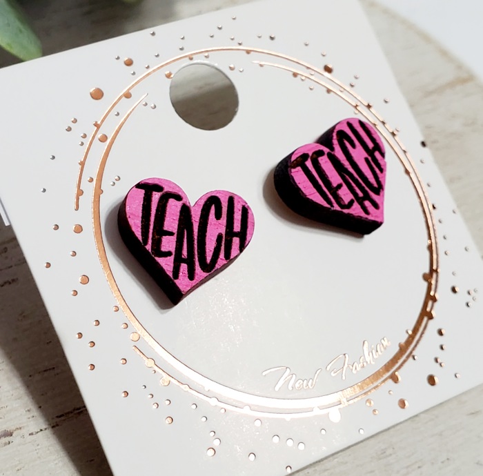 Teacher Heart Studs