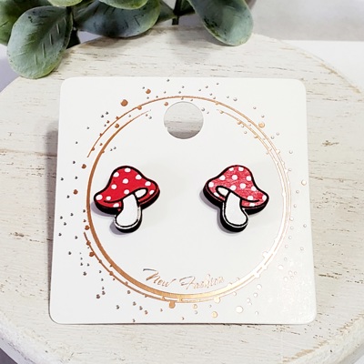 Red Mushroom Wood Studs