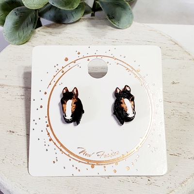 Hand Painted Horse Wood Studs