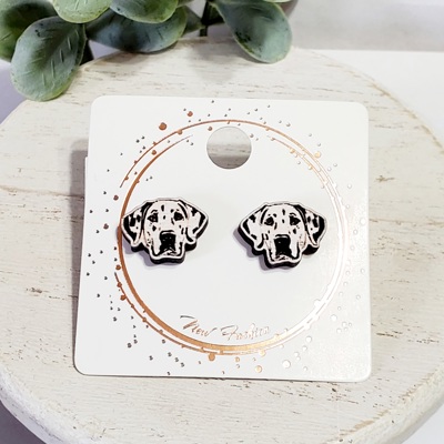 Dalmatian Dog Wood Studs