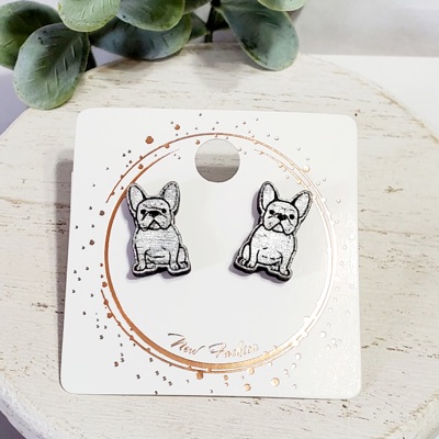 French Bulldog Wood Studs