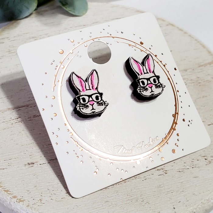 Bunny Rabbit Glasses Wood Studs