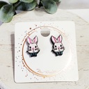  Bunny Rabbit Bowtie Wood Studs 