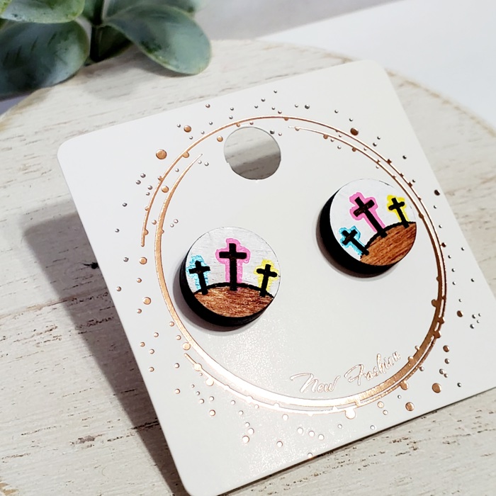 Risen Cross Wood Studs