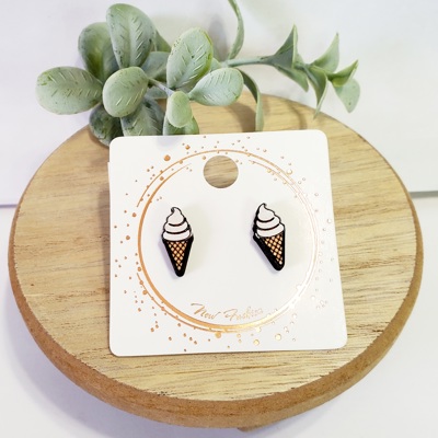 Hand Painted Icecream Cone Studs