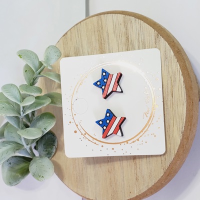 Hand Painted Star Flag Studs