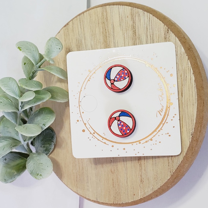 Hand Painted Beach Ball Studs