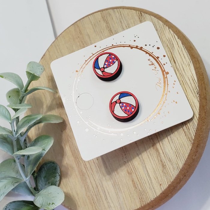 Hand Painted Beach Ball Studs