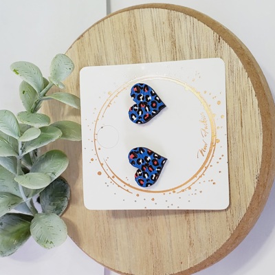 Hand Painted Royal Blue USA Studs