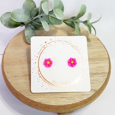 8MM Hot Pink Daisy Studs