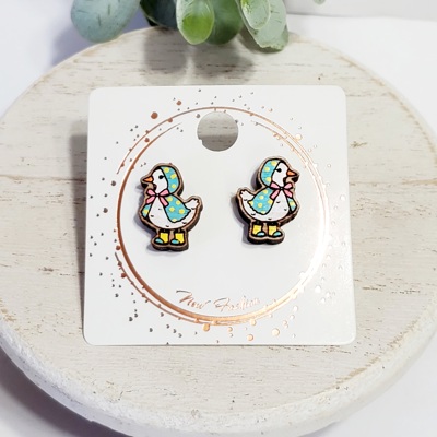 Hand Painted Goose Studs 