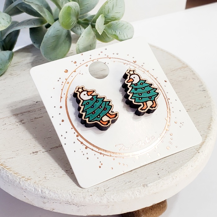 Christmas Tree Goose Studs