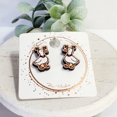 Christmas Reindeer Goose Studs