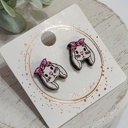 Style 10-Rabbit Floppy Ears Pink Bow Hand Painted Easter Studs | 22 Styles
