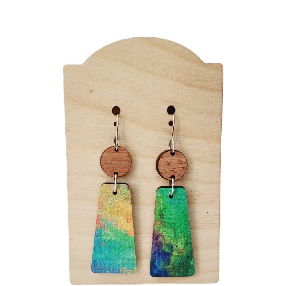 Tie Dye Wood Earrings