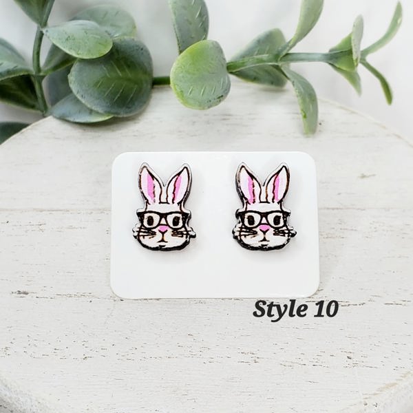 Bunny Rabbit Glasses Wood Studs