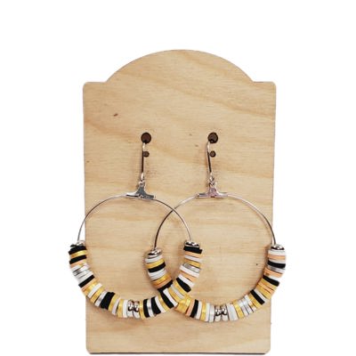 Heishi Gold and Silver Hoops