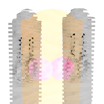 Everyday Round Sparkle Pink Earrings
