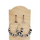  Heishi Silver and Black Hoops