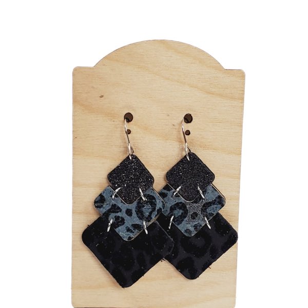 Black Stacked Chevron Earrings