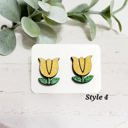  Tulip Yellow Wood Studs