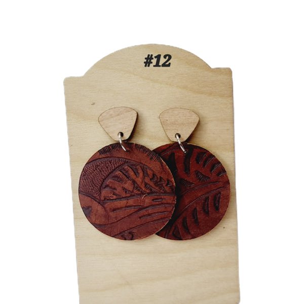 Leather Rustic Embossed Earrings