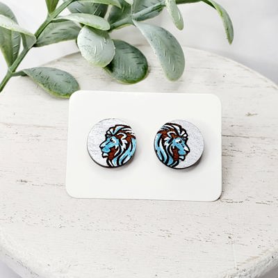 Hand Painted Wood Lion Studs