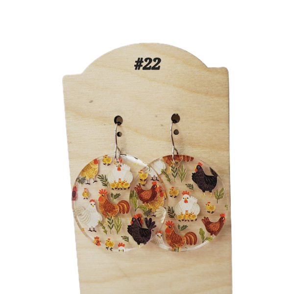 Acrylic Chicken Earrings