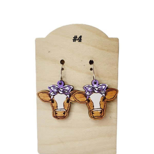 Hand Painted Cow Earrings