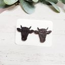  Black Shimmer Bull Wood Studs