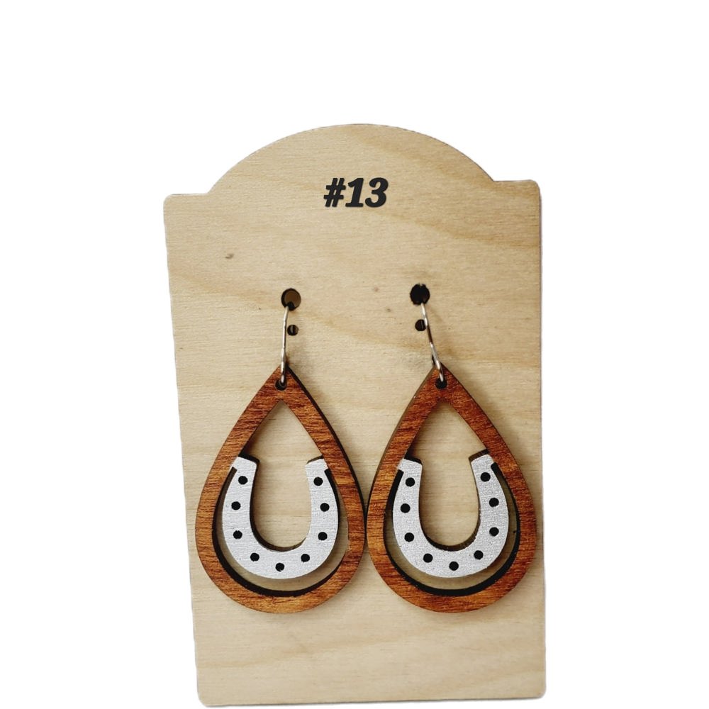 Hand Painted Horseshoe Earrings