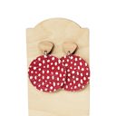  Cork on Leather Red Polka Dot Earrings