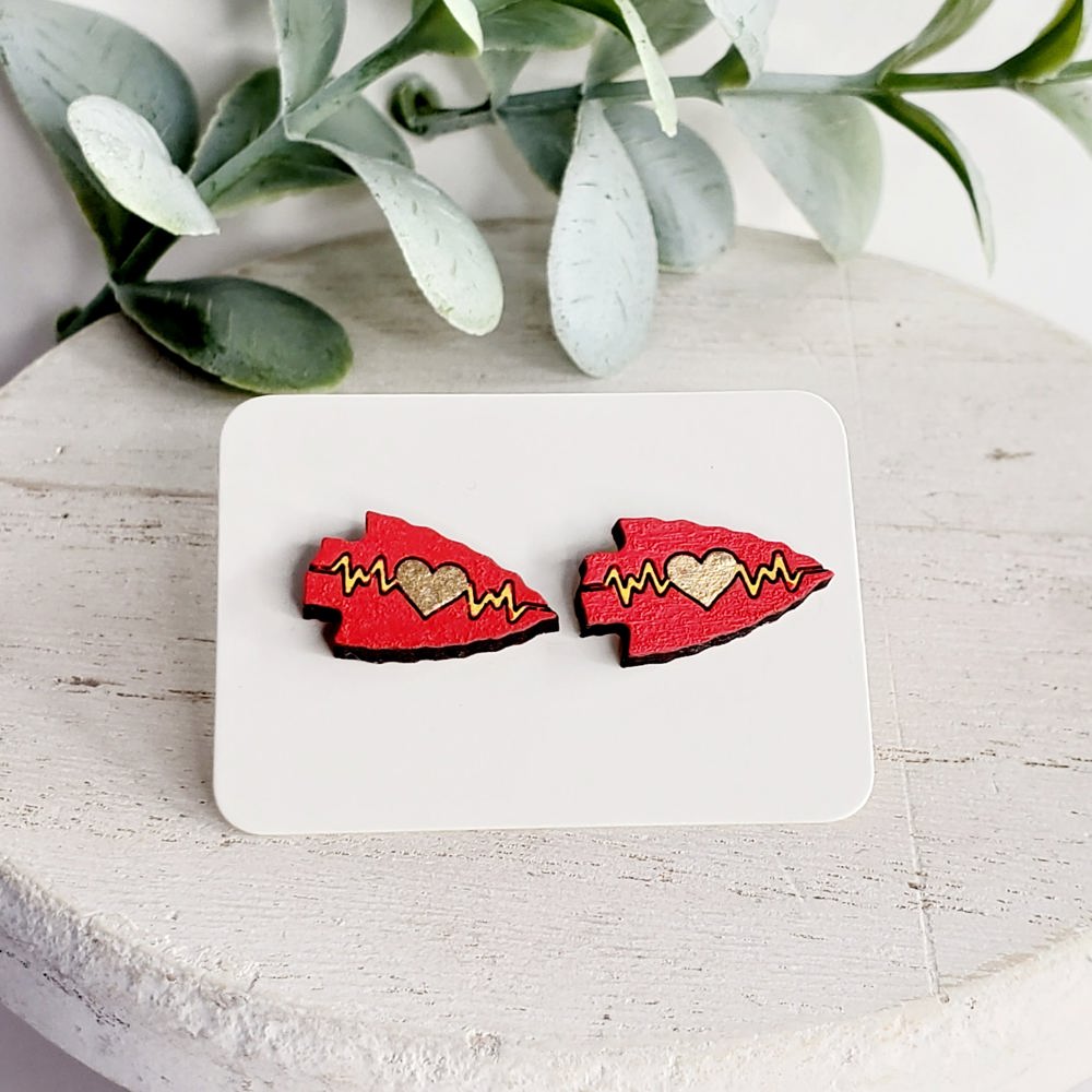 KC Arrowhead Heartbeat Wood Studs