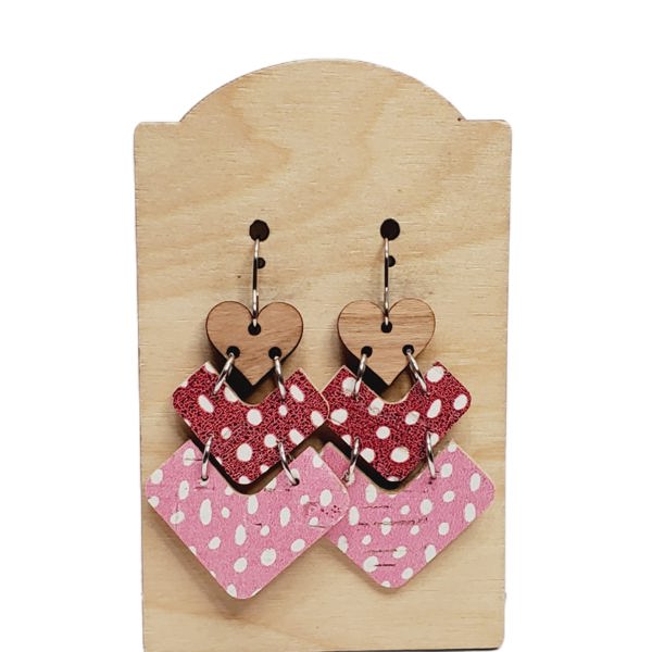 Polka Dot Chevron Heart Earrings