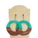  Teal Wood Hoops