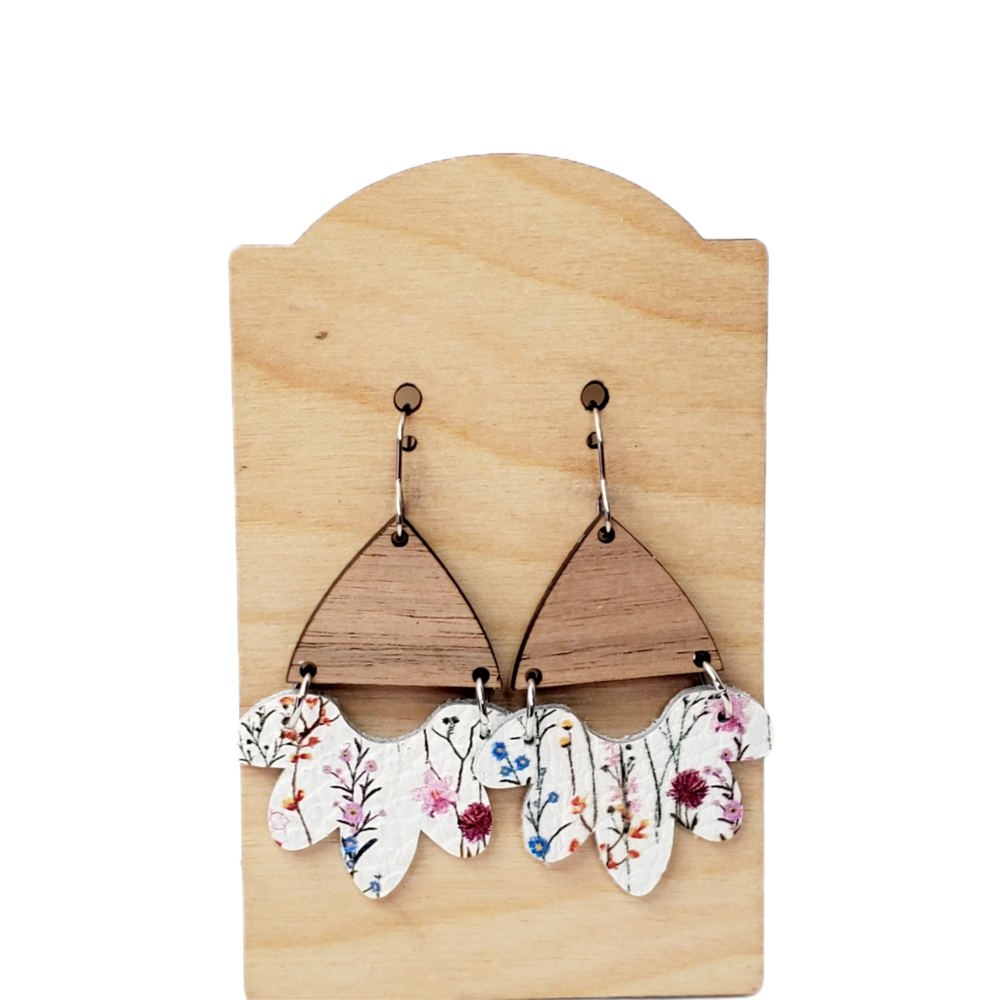 Leather Wild Flower Earrings