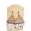  Leather Wildflower and Wood Earrings