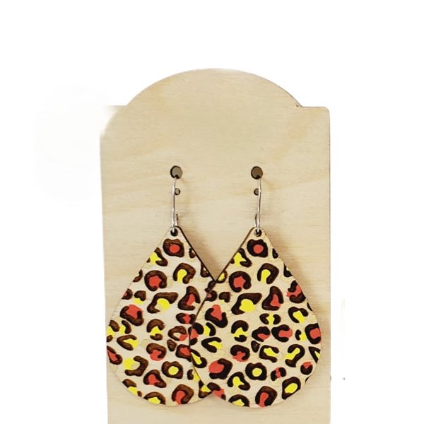 Hand Painted Red and Yellow Cheetah Earrings