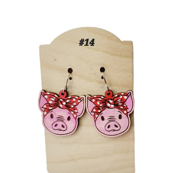 Hand Painted Pig Earrings