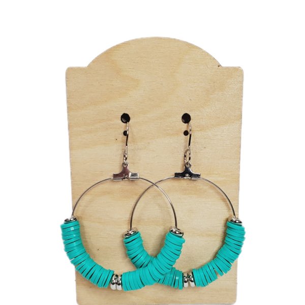 Heishi Hoops | Teal