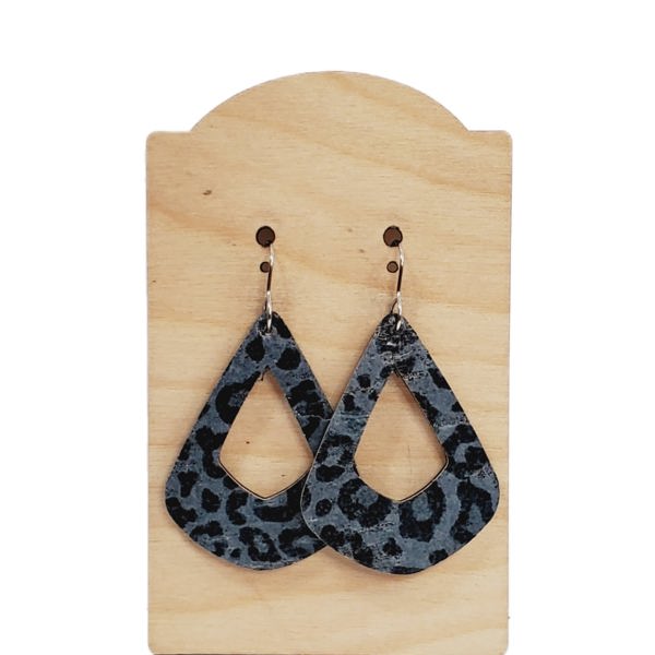 Cork on Leather Cutout Earrings