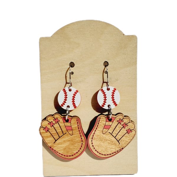 Hand Painted Baseball Glove & Ball Earrings