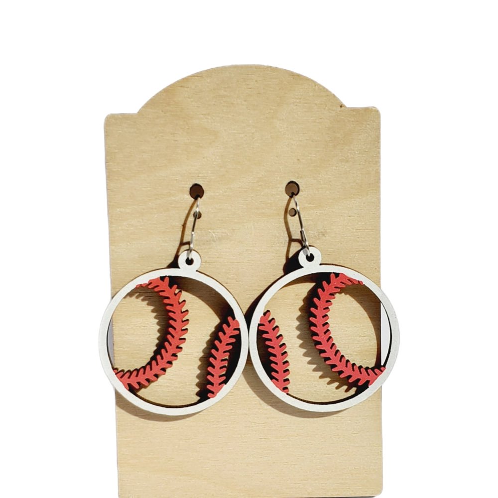 Hand Painted Baseball Cutout Earrings