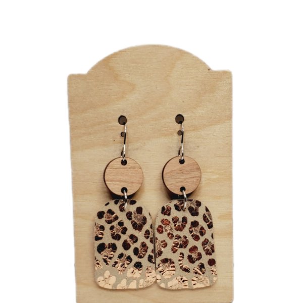 Leather Rose Gold Cheetah Earrings