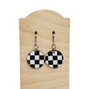  Checker Wood Printed Earrings