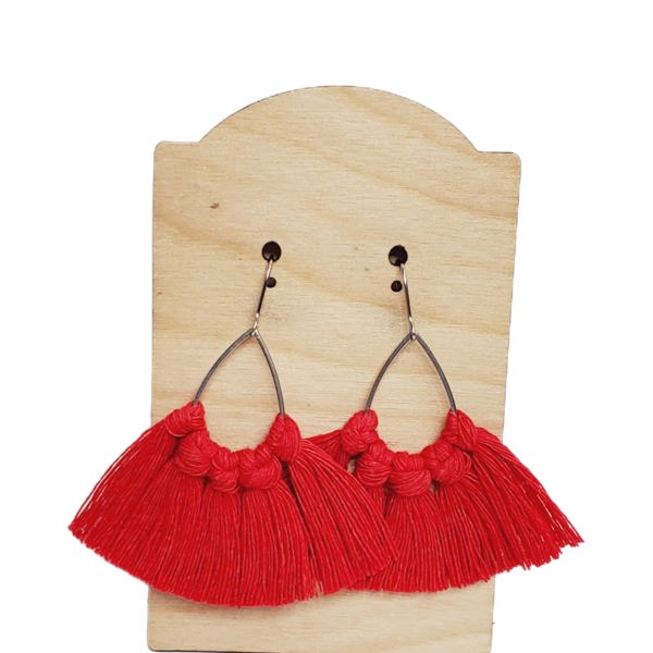 Handmade Macrame Red Earrings