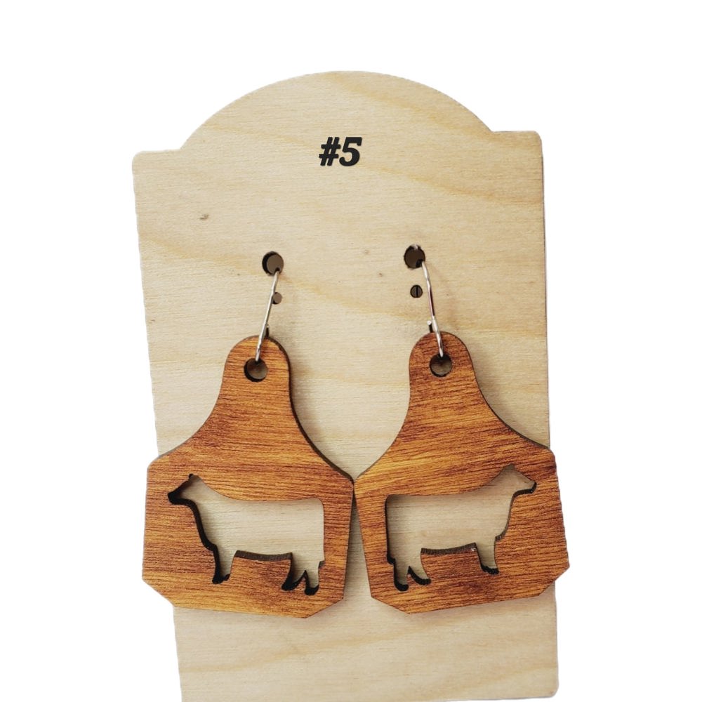 Hand Painted Cow Tag Earrings