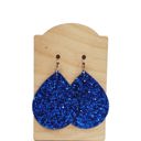  Blue Glitter Leather Teardrops